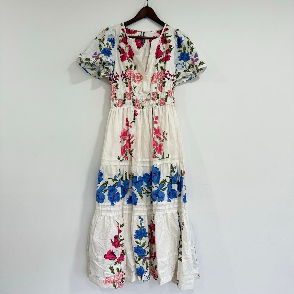 Anthropologie Somerset White Floral Maxi Dress Size M Petite - Picture 4 of 8